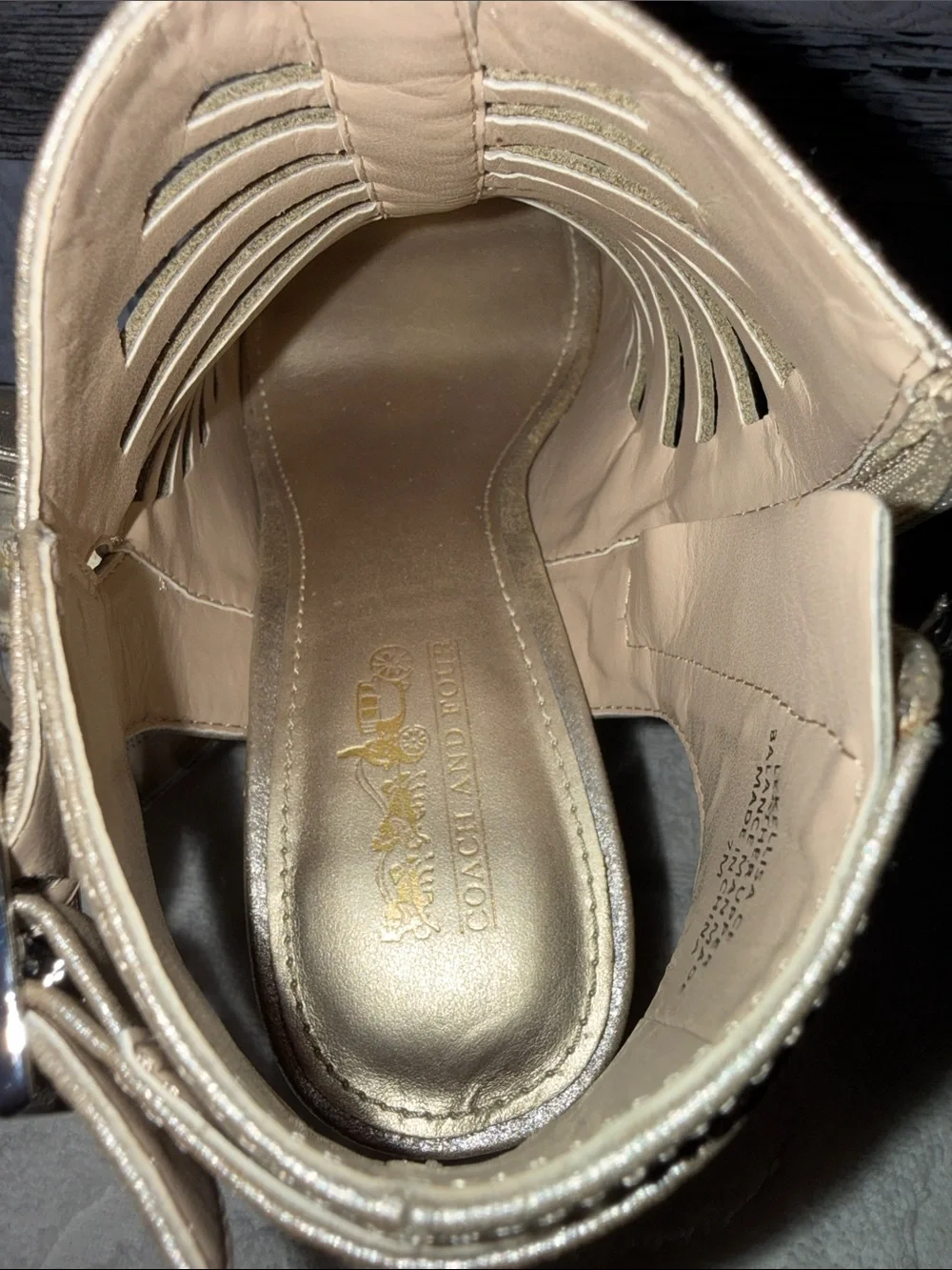Coach Metallic Gold Strappy Heels